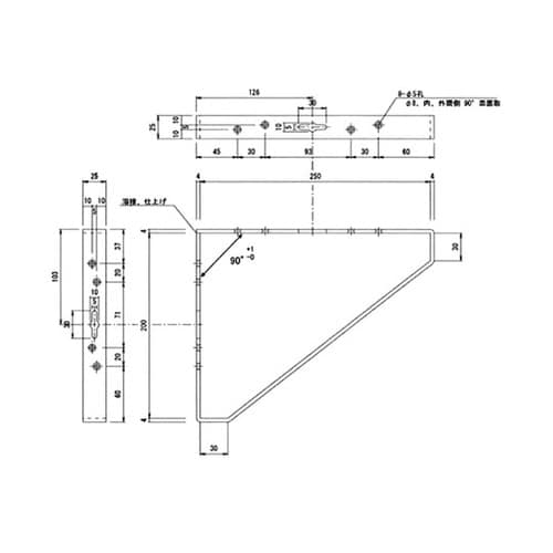 三角棚受 200×250mm 白