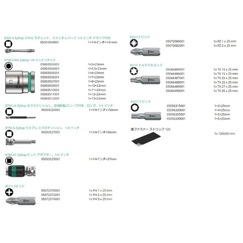 差込角1/4SQ ソケットレンチセット2