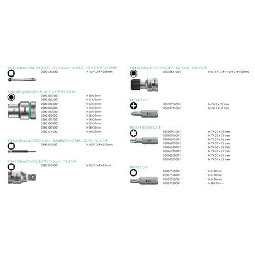 差込角1/2SQ ソケットレンチセット