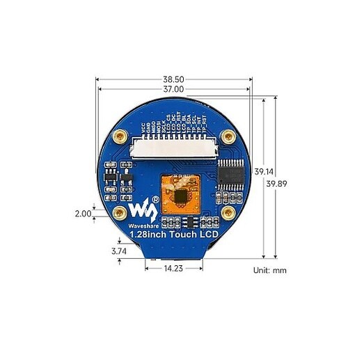 1.28インチ円形タッチスクリーンディス