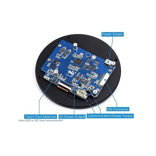 3.4インチ円形タッチスクリーンディスプ