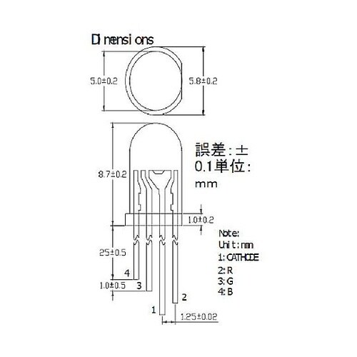 LED(5mm・3色(赤・緑・青)・青=