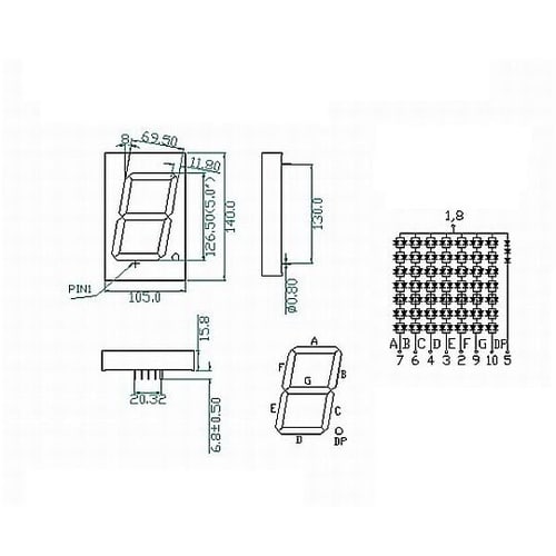 7セグメントLED 1桁 140mm×1