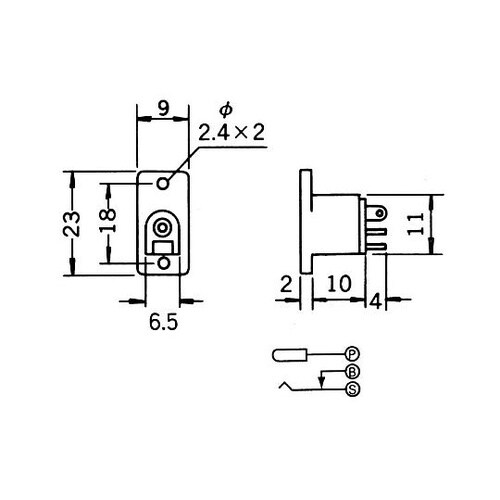 DCジャック 2.1mm パネル取付用
