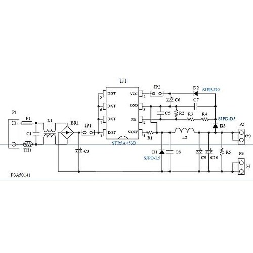 オフライン降圧コンバータ回路基板(STR