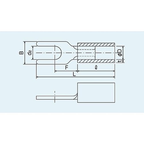 絶縁被覆付先開型圧着端子(V型)Y端子ア