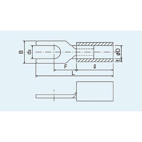 絶縁被覆付先開型圧着端子(V型)Y端子ア