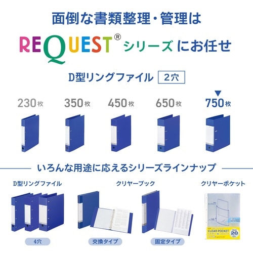 Dリング2穴ファイル水A4タテ 背幅88mm×10