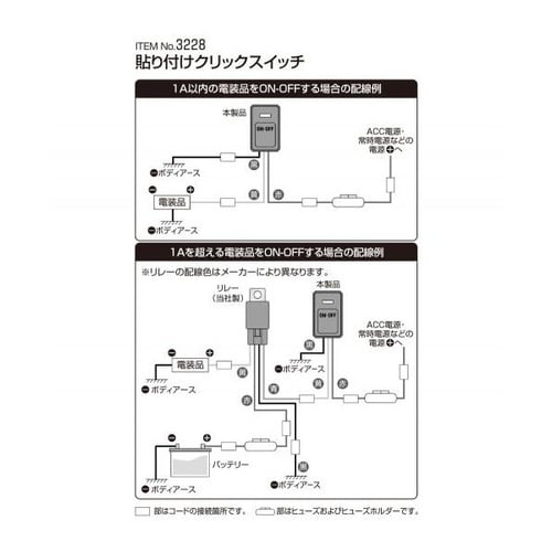貼り付けクリックスイッチ ON−OFF DC12V