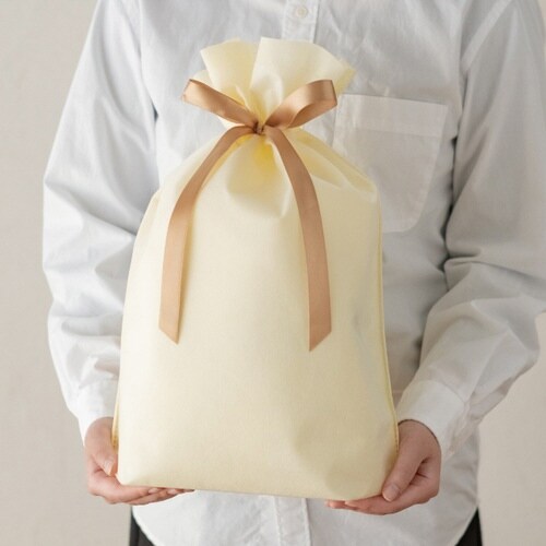 2重不織布リボン付バッグM クリーム 10枚