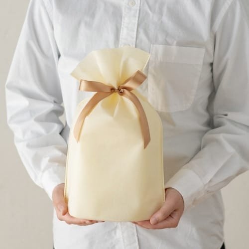 2重不織布リボン付バッグS クリーム 20枚