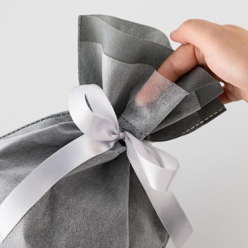 2重不織布リボン付バッグ M グレー 10枚