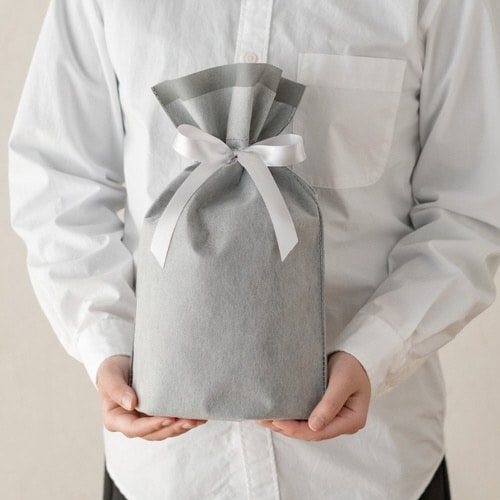 2重不織布リボン付バッグ S グレー 20枚