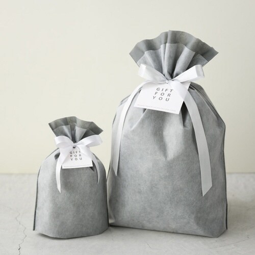 2重不織布リボン付バッグ S グレー 20枚