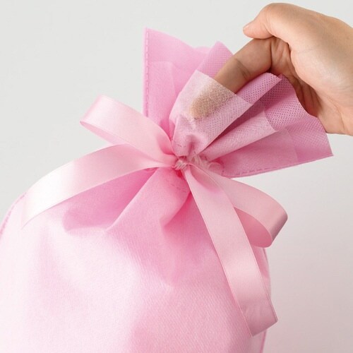 2重不織布リボン付バッグ M ピンク 10枚