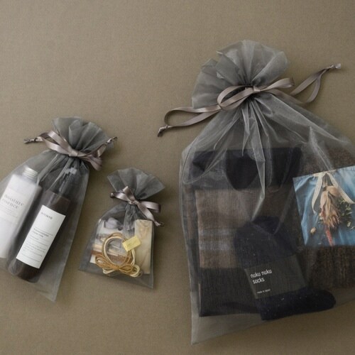 オーガンジーバッグ グレー XL 10枚