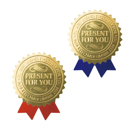 レッドリボンプレゼントシール−4 100枚