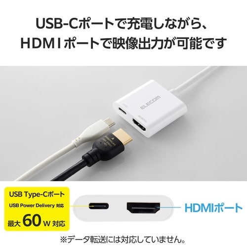 USB−CtoHDMI変換アダプタ 充電ポート 白
