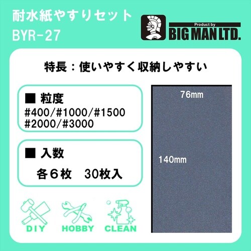 耐水紙ヤスリセット 76x140mm