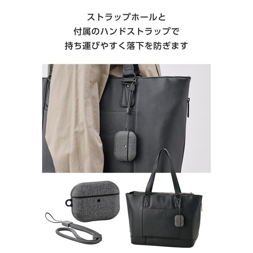 AirPodsPro3 ケース 耐衝撃 紐付 灰