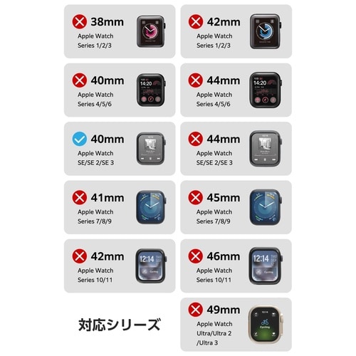 アップルウォッチ 40mm フルカバー メタル黒