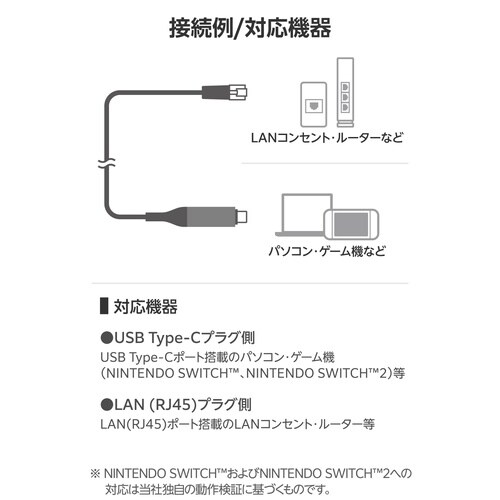 USB−C LAN変換ケーブル 2m ブラック