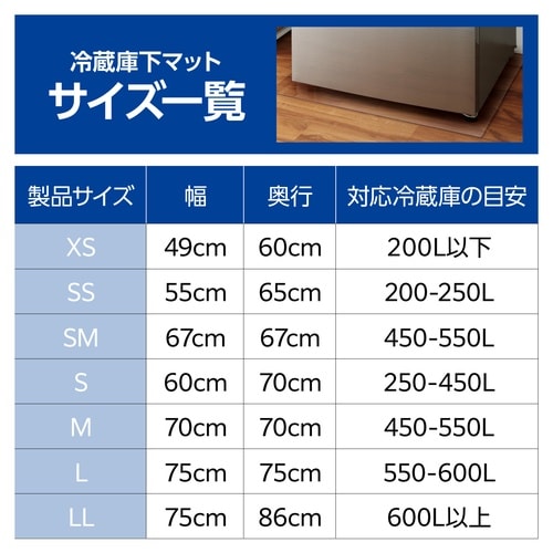 冷蔵庫マット S 幅70×奥行60cm 透明