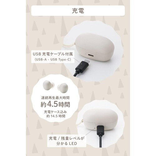 ワイヤレスイヤホン BT超小型 充電ケース 木目