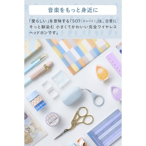 ワイヤレスイヤホン BT超小型 充電ケース 空色