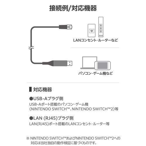USB−A LAN変換ケーブル 5m ブラック