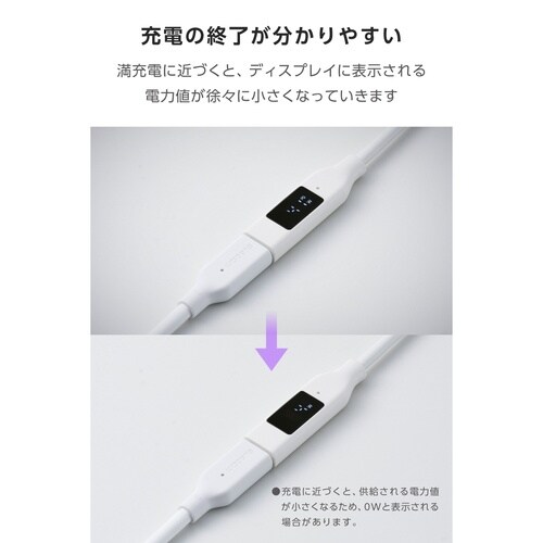 USB−C延長ケーブル 電力表示 1m ホワイト