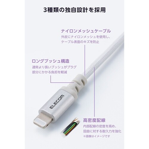 USB−C ライトニングケーブル 1m 高耐久 白