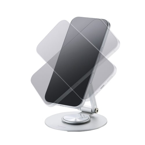 マグセーフ スマホスタンド 回転 銀