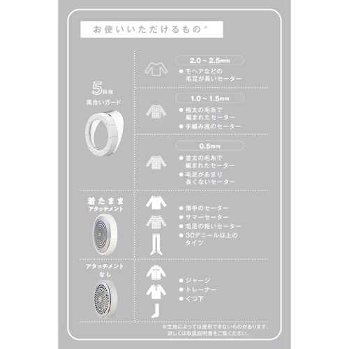 毛玉取り 電動 交流式 6枚刃 ホワイト