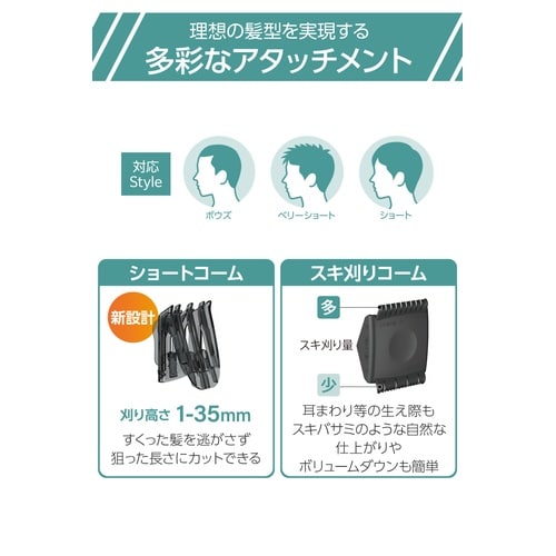 バリカン コードレス 2アタッチメント ブラック