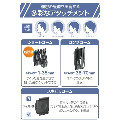 バリカン コードレス 3アタッチメント シルバー