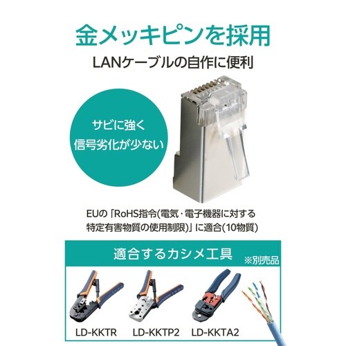 RJ45コネクタ Cat5e STP 10個 銀
