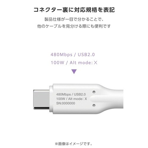 自動遮断ケーブル A−C 2m 100W ホワイト