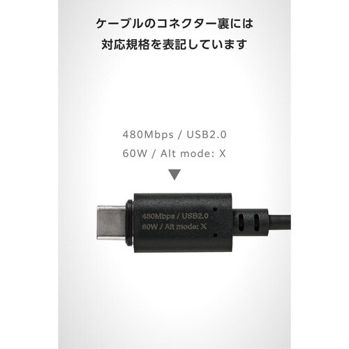 着脱式マグネットケーブル C−C 2m 60W 黒