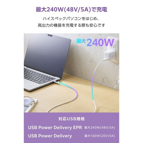 電力表示ケーブル C−C 1m 240W ホワイト