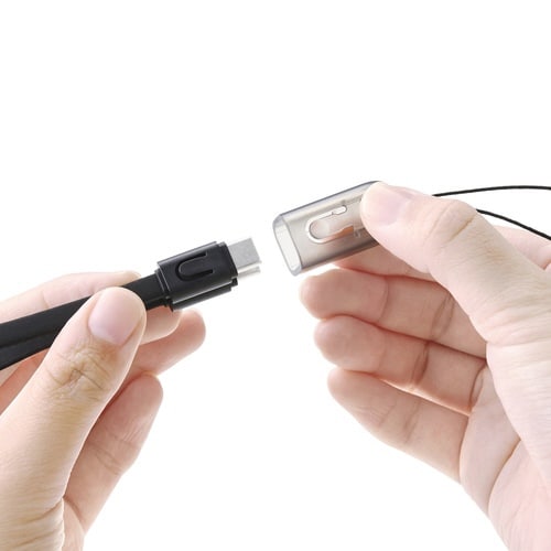 モバイルバッテリー10000mAh ケーブル付 黒