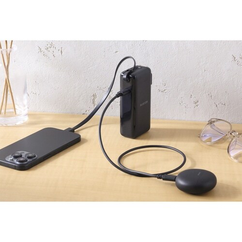 モバイルバッテリー10000mAh AC一体 黒