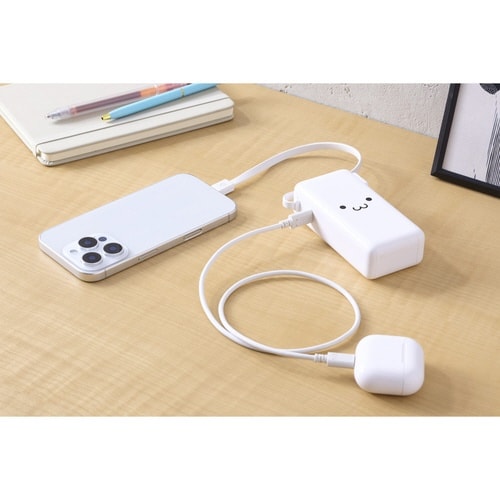 モバイルバッテリー10000mAh AC一体 白黒