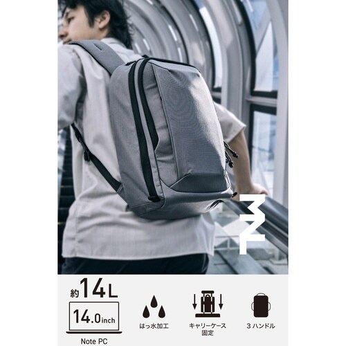 リュック 14L 軽量 MNL 撥水 チャコール