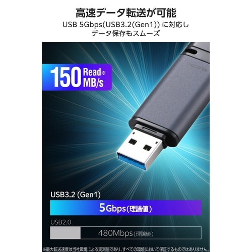 USBメモリ 128GB USB3.2 ブラック