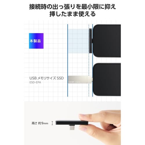 外付けSSD 500GB USB−C グレー