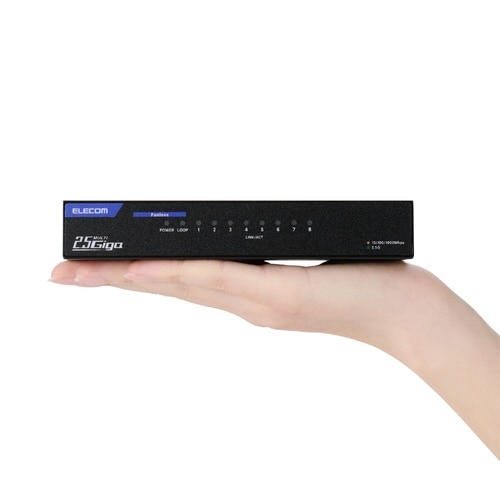 LANハブ 8ポート Giga対応 メタルAC 黒