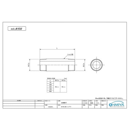 OK687L BC長ニップル 50x125L