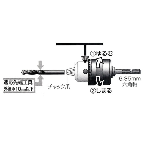 #065728 六角軸ドリルチャック キー式