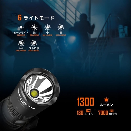 N8 スリム型タクティカル 1300LM